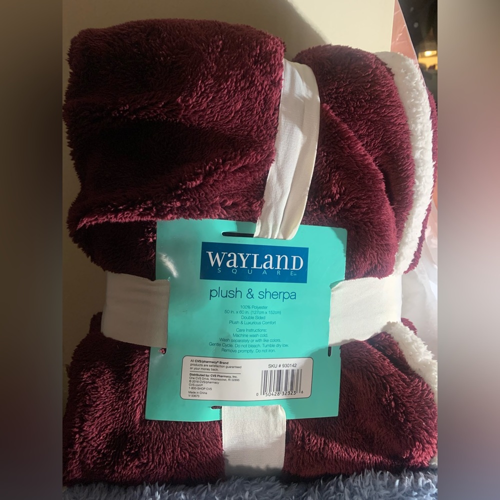 Wayland square plush and sherpa throw